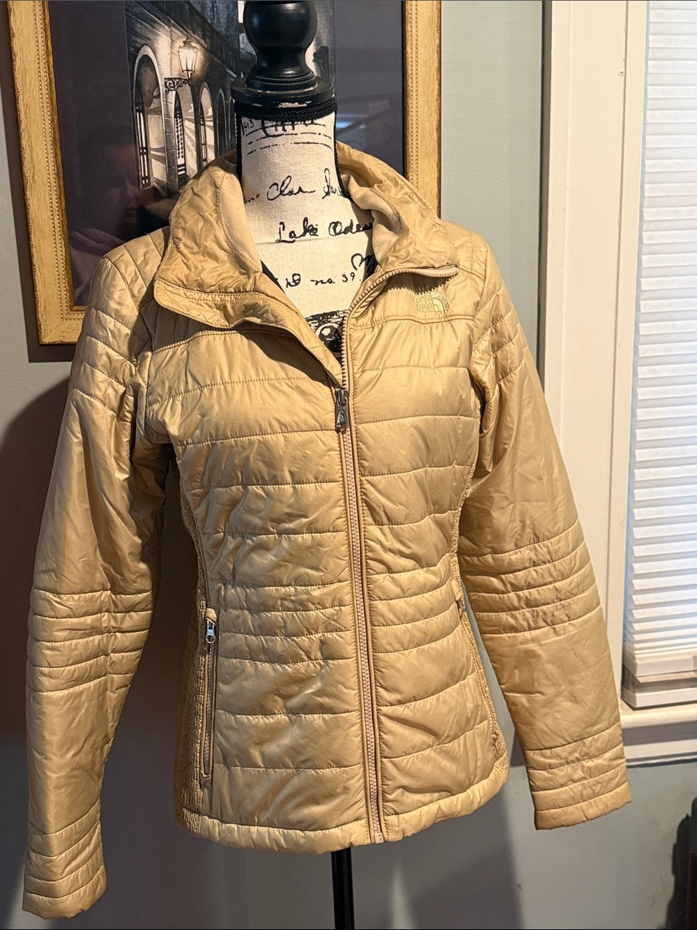 The North Face Women's Light Gold Quilted Puffer Jacket (M)